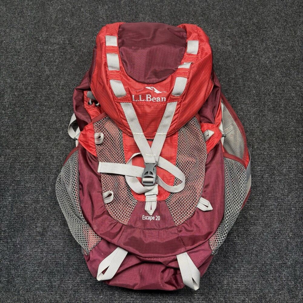 LL Bean Escape 20 Daypack Backpack Hiking Rucksack Red Maroon Outdoor Bag